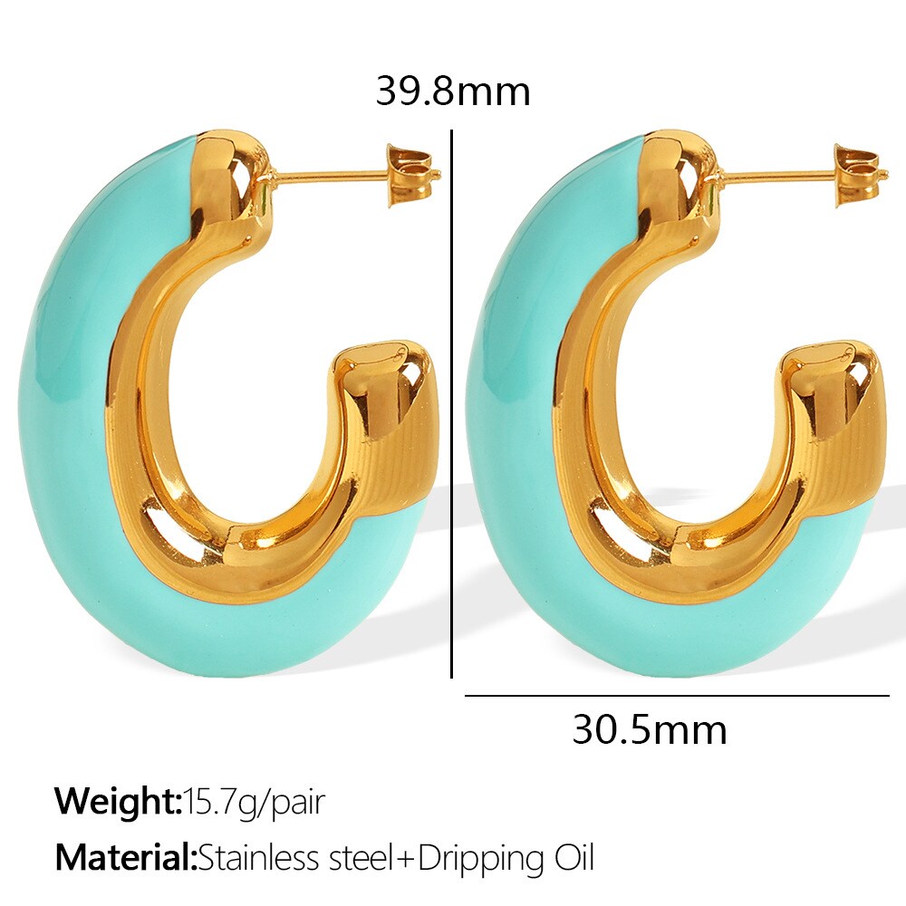 1 Pair Simple Series Casual Style Stainless Steel 18K Gold Color Plated Women's Hoop Earrings h5 